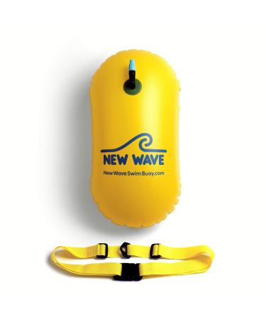 New Wave Swim Bubble for Open Water Swimmers and Triathletes - Be Bright, Be Seen & Be Safer with New Wave While Swimming Outdoors with This Safety Swim Buoy Tow Float (Yellow) Yellow Bubble