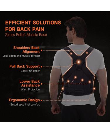 Adjustable Posture Corrector for Men & Women - Full Back Brace for Pain Relief - Scoliosis & Hunchback Support - Large Black - Buy Online on GoSupps.com
