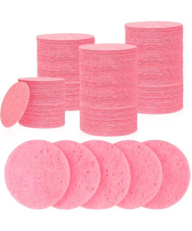 250 Count Compressed Facial Sponges Natural Face Sponges Professional Cosmetic Cleansing Sponges for Daily Facial Cleansing and Exfoliating Spa Makeup Remover Reusable Pink