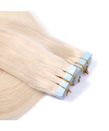 Tape in Hair Extensions - #60 Whiteblond 50cm - 10 Tresses 100% Remy Real Hair Adhesive Tape - Novon Hair Extensions - Buy Online on GoSupps.com