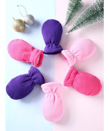 Boyiee Baby Toddler Winter Mittens 3 Pairs - Fleece Warm Mittens for Boys Girls 6-18 Months (Rose Red Pink Dark Blue) - Buy Online on GoSupps.com