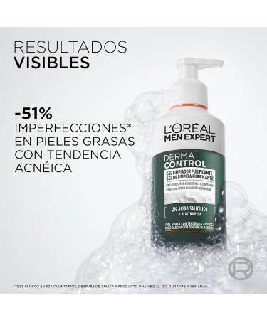  L'Oreal Paris Men Expert L'OR AL Paris Men Expert Derma Control Purifying Cleansing Gel with Salicylic Acid and Niacinamide for Oily Acne-prone Skin 260ml - Buy Online on GoSupps.com