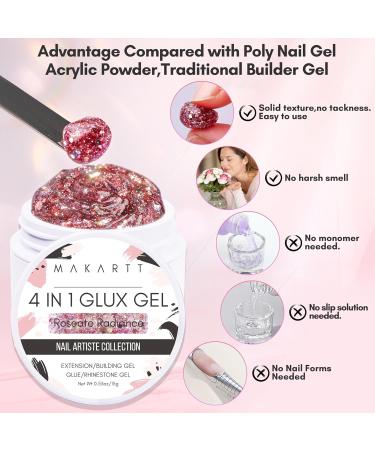 Makartt 4 in 1 Solid Builder Gel for Nails - Nail Extension, Sculpting, Glue & Rhinestone Adhesion | Hard Gel, Lamp Required - Roseate Radiance - Buy Online on GoSupps.com