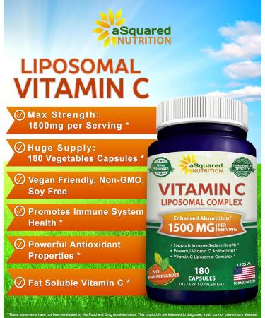 aSquared Nutrition Bundle for Quercetin 500mg & Vitamin C Liposomal Complex 1500mg - Immune Support - Buy Online on GoSupps.com