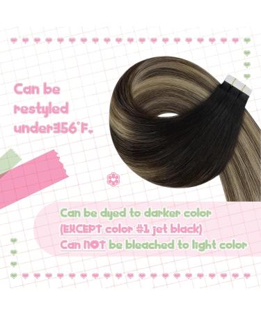 Youngsee Real Hair Extensions Tape Balayage 50cm | Seamless Tape In Remy Hair - Black/Brown/Blonde #1B/4/27 - 50g - Buy Online on GoSupps.com