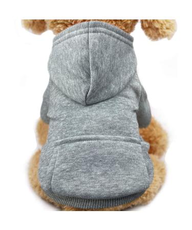 Fashion focus on new winter dog hoodie sweatshirts with bags cotton warm dog clothing for small dogs chihuahua coat clothing puppy cat Custume (small gray) small gray