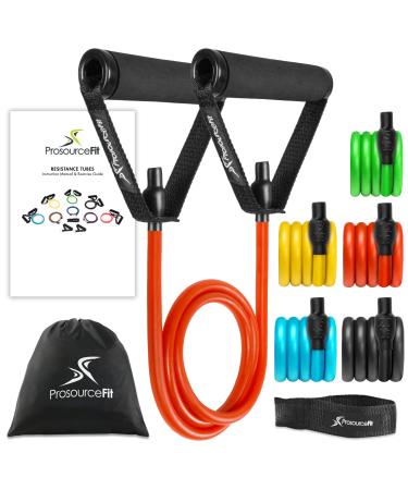 Prosource Fit Premium Heavy Duty Double Dipped Latex Stackable Resistance Band with Door Anchor and Exercise Chart Assorted - 2 LB to 20 LB Resistance Level
