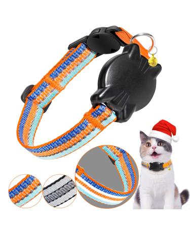 Airtag cat neck band - integrated Airtag collar cat collar waterproof reflective cat collar Airtag with safety clasp rubber for kitten small dog (color xs) XS (18-23cm) color