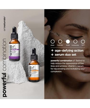 ArtNaturals Vitamin C & Retinol Serum - Holiday Gift Set for Wrinkle & Dark Circle Removal Anti-Aging Moisturizing Treatment (2 x 1 Fl Oz - Buy Online on GoSupps.com
