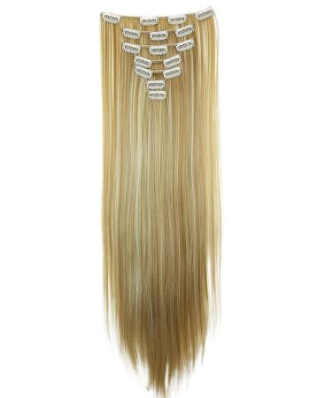 CAISHA by PRETTYSHOP XXL 24" 8 Pieces Set Clip In Extensions Hair Extension Hairpiece Straight Blonde Mix CES14 blonde mix #27H613 CES14
