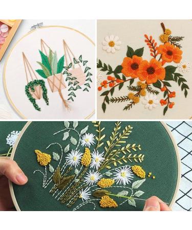 Santune 3 Sets Embroidery Starter Kit with Patterns & Instructions - Cross Stitch Set for Clothes - Includes Stamped Kits & Hoops - Plants Flowers Design - Buy Online on GoSupps.com
