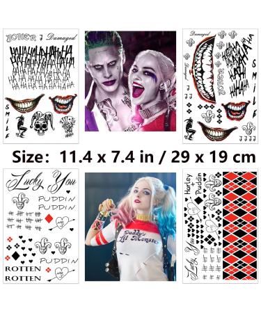 Halloween Temporary Tattoos Stickers Set - 4 Large HQ Tattoos for Face, Waist, Leg, Hand - Halloween Makeup Cosplay Accessories for Women, Men, Kids - Fake Tattoos for Halloween Party Favors - Buy Online on GoSupps.com
