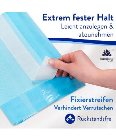 Harmony Care Incontinence Bed Pads - 50 Disposable 60x60 cm Non-Slip with Fixing Strips | International Shipping Available - Buy Online on GoSupps.com