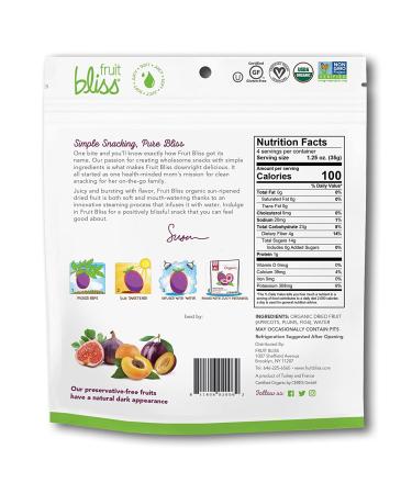 Fruit Bliss Organic Dried Fruit Mix - Apricots, Plums & Figs | Gluten-Free Vegan Snacks (5oz Pack) - Buy Online on GoSupps.com