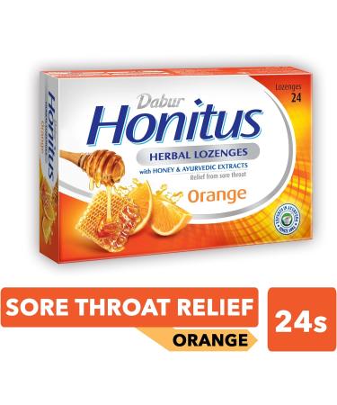 Dabur Honitus Herbal Lozenges - 24 Orange Flavor Lozenges for Cough & Sore Throat Relief - Buy Online on GoSupps.com