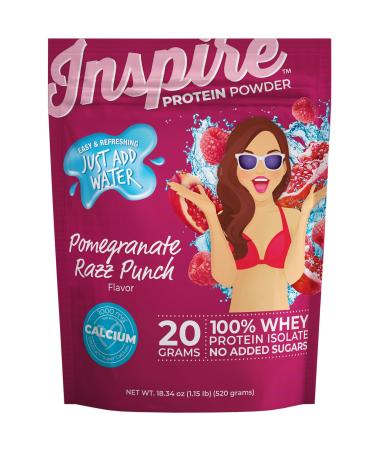 Bariatric Eating Inspire Pomegranate Razz Punch 20g Whey Protein Isolate Powder with Calcium (20 Servings)
