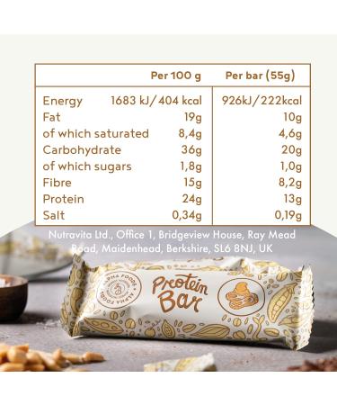 Alpha Foods Vegan Protein Bars 15 x 55g Peanut Butter Crunch - High Protein Plant Based Snacks (25%) - Lactose Free, Low Carb & Gluten Free - Buy Online on GoSupps.com
