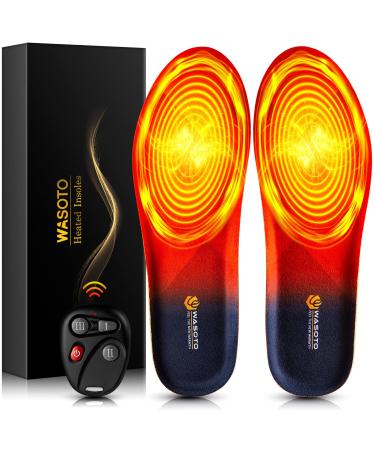 Heated Insoles 3300mAh with Remote Up to 11 Hours Heating Rechargeable Heated Shoe Insoles for Women Men Electric Foot Warmer for Hunting Skiing Hiking Camping Red L(US Men's 9.5-12 Women's 11-13.5)