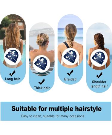 Shop Stylish & Comfortable Silicone Bathing Caps for Women - Waterproof Slip-Resistant Perfect for Long/Curly Hair - Ideal for All Hair Types - Navy Blue - Buy Online on GoSupps.com