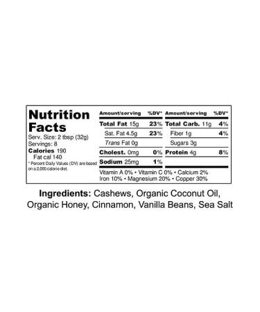 Julie's Real Cashew Butter  Cinnamon Vanilla Bean - Gluten-Free  Non-GMO  Paleo  Kosher - No Sugar Added  No Palm Oil  Peanut Free - Healthy Snack and Breakfast - 2 Pack (9oz Jar) Cinnamon Vanilla 9 Ounce (Pack of 2) - Buy Online on GoSupps.com