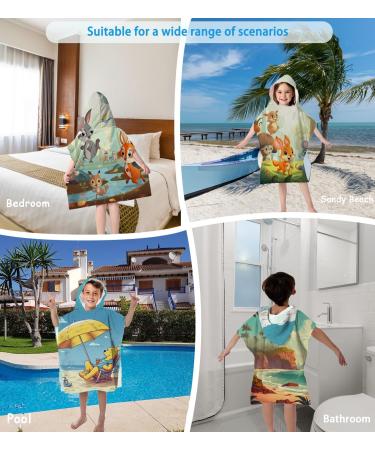 Aiorber Children's Poncho with Hood & Beach Towel Function | Soft Quick-Dry Microfiber | 76x76cm | Cute Animal Motif for Ages 5-10 - Buy Online on GoSupps.com