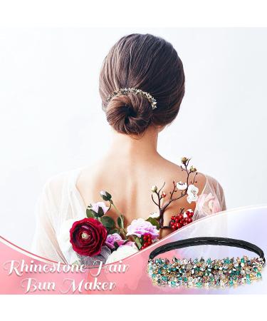 Rhinestone Hair Bun Maker Set - Elegant & Convenient Hair Styling Tool for Women & Girls - Perfect DIY Hairstyle Accessory - Dark Color - Buy Online on GoSupps.com