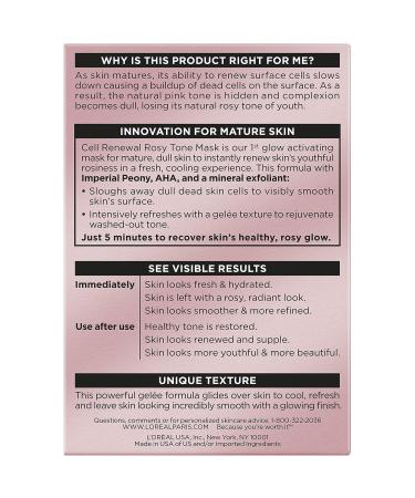 L'Oreal Paris Age Perfect Rosy Tone Face Mask with AHA & Imperial Peony 1.7 Oz | Radiant Skin Care - Buy Online on GoSupps.com
