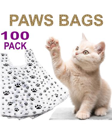 Paw Print Thank You Bags - 100 Pack - Cat or Dog Design T-Shirt Bags - Buy Online on GoSupps.com