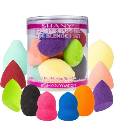 SHANY Pretty & Precise Mini Makeup Blender Puff Set - Premium Latex-Free Makeup Blender Beauty Sponges For Foundation and Blending - Set of 10