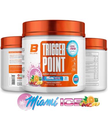 Trigger Point Miami Ice Preworkout & nitric oxide booster powder by Ballistic Supps with 25 grams of active ingredients per scoop with citrulline creatine betaine beta-alanine taurine & l-tyrosine - Buy Online on GoSupps.com