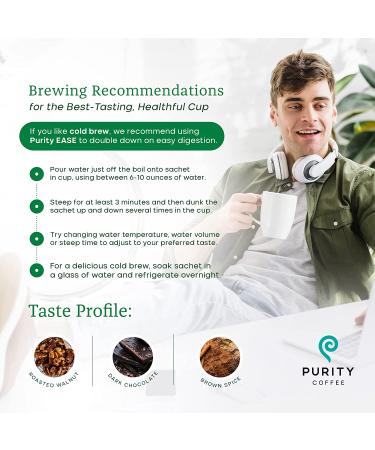 Purity Coffee Ease Dark Roast Low Acid Organic Single-Serve Packets - 5 ct Box | USDA Certified, Third-Party Tested for Mold, Mycotoxins, and Pesticides - Buy Online on GoSupps.com