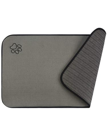 SINLAND Microfiber Pet Food Mat Super Water Absorbent Dog Feeding Mat Anti-Slip Pet Bowl Mat with Anti-Skid Backing 21 Inch x 32 Inch Grey Rectangle