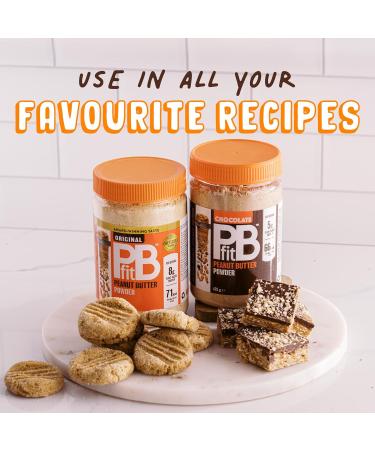 PBfit Peanut Butter Powder - Original & Chocolate - 87% Less Fat Gluten Free All Natural Nut Butter Spread - Powdered Peanut Butter from Real Roasted Peanuts - 425g (Pack of 2) - Buy Online on GoSupps.com