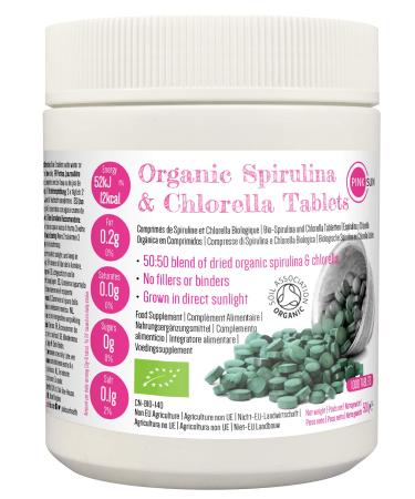 PINK SUN Organic Spirulina and Chlorella Tablets 500mg x 1000 Combined Tabs 50:50 Blend Gluten Free Non GMO Vegetarian Vegan Certified by The Soil Association Bulk Buy 500g