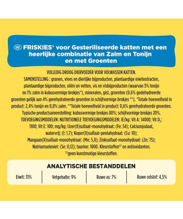 FRISKIES Sterilized Cats with Salmon and Vegetables - 3 KG - Croquettes for Adult Cats - Buy Online on GoSupps.com