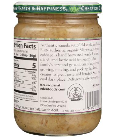 Buy EDEN FOODS Organic Sauerkraut 18 OZ - Healthy Fermented Cabbage - Buy Online on GoSupps.com