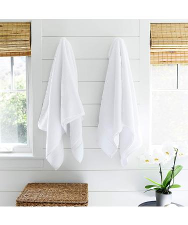 Supima Cotton Bath Towel Set - 2 Hotel Quality Plush Towels, 730 GSM - Large 57 x 30 White - Laguna Beach Textile Co - Buy Online on GoSupps.com