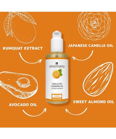 Orientana Golden Orange Cleansing Oil - 99.5% Natural Vegan Makeup Removal - 150 ml - Buy Online on GoSupps.com