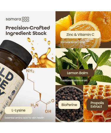 Samara 888 L Lysine Cold Sore Treatment Support Herbal Cold Sore Supplement w/Zinc Picolinate Olive Leaf Extract Beta Glucan & Bee Propolis for Skin & Lip Health 90 Capsules - Buy Online on GoSupps.com