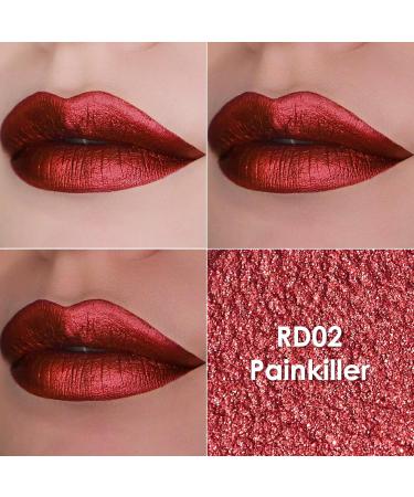 FOCALLURE Metallic Liquid Lipstick - Long Lasting Transfer-Proof Waterproof Lip Gloss for Women | RD02 Painkiller - Buy Online on GoSupps.com