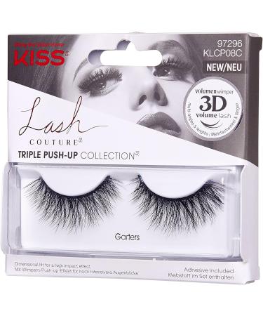 KISS Lash Couture Triple Push Up Collection 1 Pair of False Lashes Garters 3D Volume False Eyelashes Cruelty-Free Reusable includes Lash Glue - Buy Online on GoSupps.com