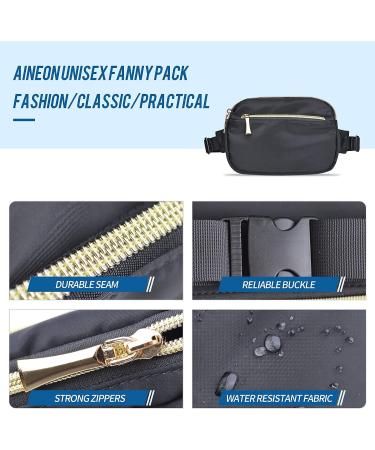 Plus Size Black Fanny Pack for Women Men - Cute Adjustable Waist Belt Bag with 5 Pockets for Travel and Running - Buy Online on GoSupps.com