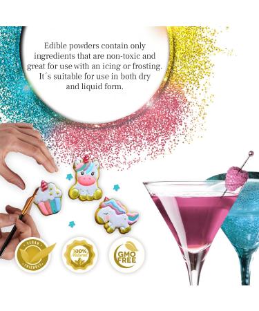 Edible Dust Lustre 3 x 10g - Blue Pink Yellow - Edible Cake Decorations - Edible Unicorn Lustre for Cake Icing Muffins Drinks Decorations - Buy Online on GoSupps.com