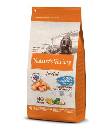 Nature's Variety Selected - Dry Dog Food for Medium and Large Breed Adult Dogs - Grain Free - with Boneless Norwegian Salmon - 2kg