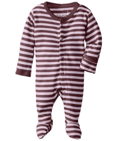 L'Ovedbaby Girls' Organic Baby Snap Footie 9-12 Months Lavender/Eggplant