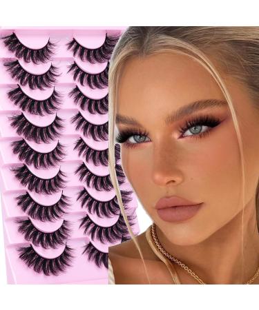 Natural Look Eyelashes 18MM Cat Eye Lashes Light Fluffy Wispy Curly Faux Mink Lashes That Look Like Extensions Pestanas Postizas Naturales 3D Volume D Curl Fake Lashes Pack by Goddvenus G-fluffy
