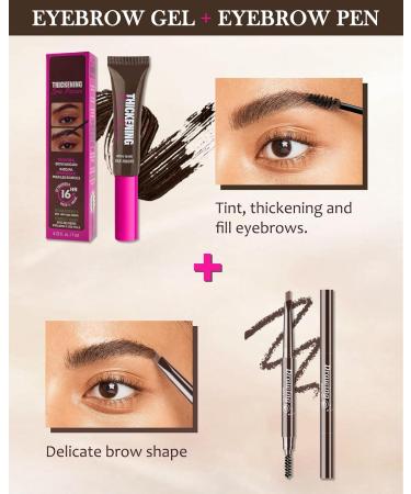 Tinted Brow Gel Kit-1 Black Tinted Eyebrow Mascara Gel & 1 Eyebrow Pencil Black Waterproof Thickening Long Lasting Transfer-Proof Brow Glue Fill Shaping Eyebrow Makeup with Brow Tool & Brush-Set 8 Set 8 Black - Buy Online on GoSupps.com