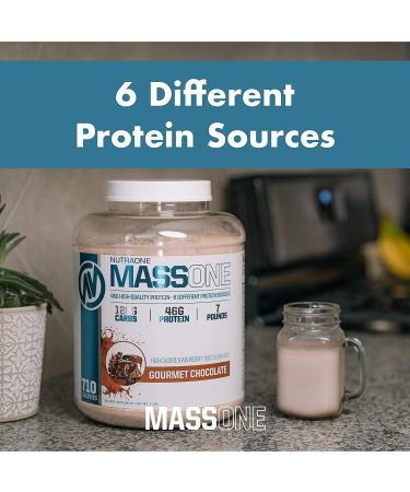 NutraOne Massone Mass Gainer Protein Powder - Gain Weight Meal Replacement (Gourmet Chocolate, 7 lbs) - Buy Online on GoSupps.com
