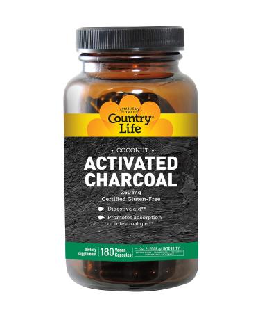 Country Life Activated Charcoal 260 mg 180 Vegan Capsules
