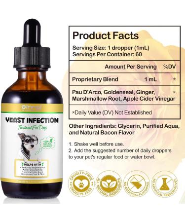 Natural Yeast Infection Treatment for Dogs - Ear Infection Relief Itchy Skin Support 2fl oz Herbal Supplement for Healthy Coat & Skin 60ml - Buy Online on GoSupps.com
